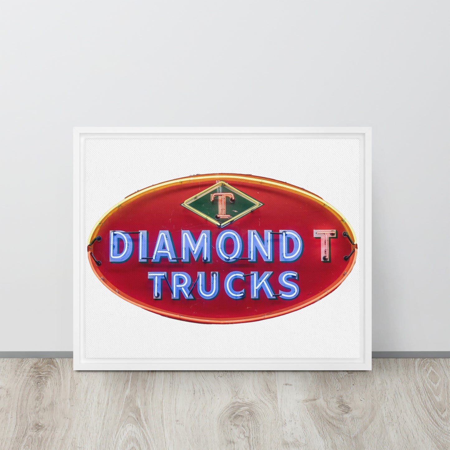 Diamond Trucks Retro Neon Sign Style Framed canvas