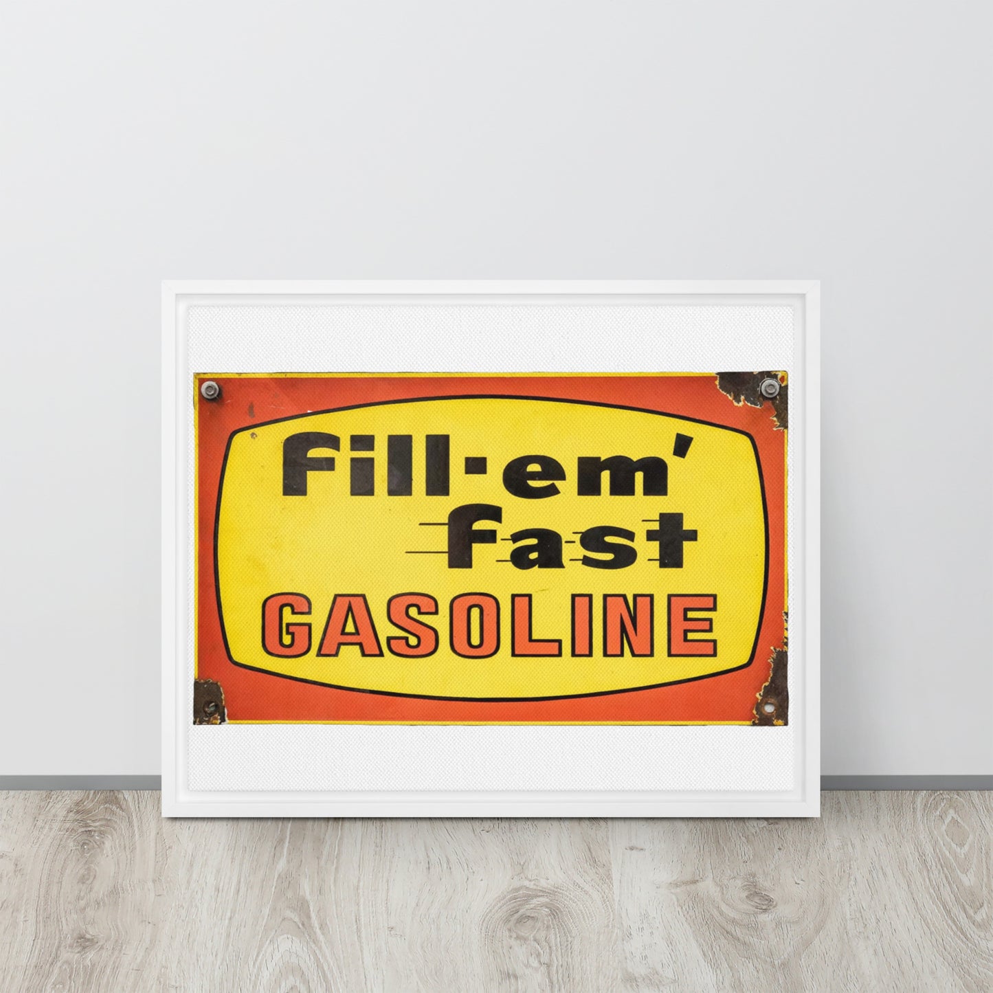 Vintage Gas Sign Patina Style Framed canvas