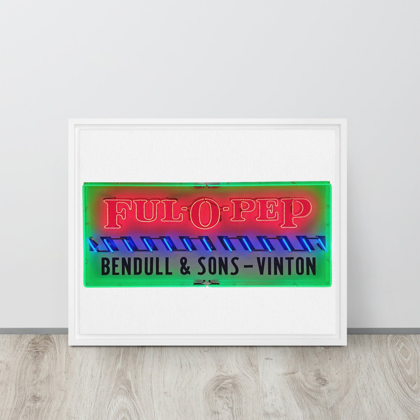 Vintage Racing Sign Neon Style Framed canvas