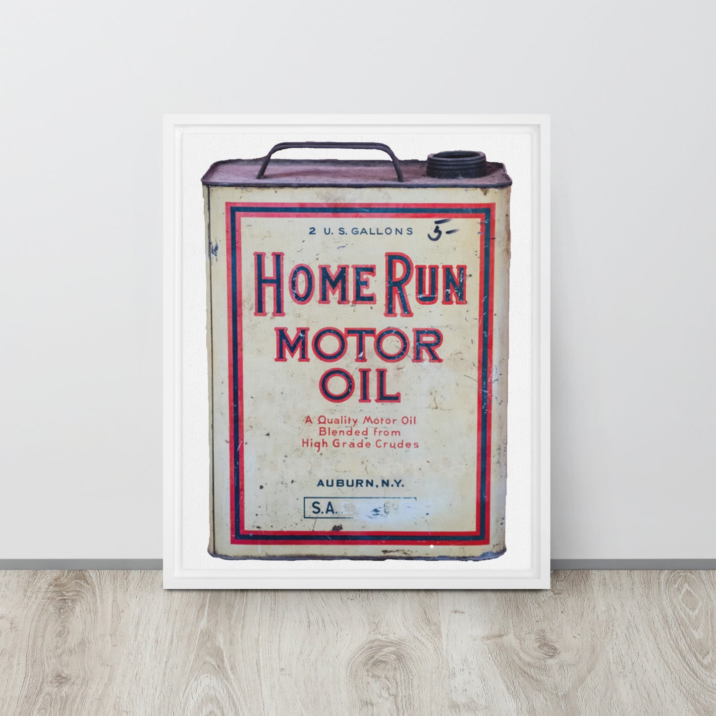 Vintage Home Run Oil Can Framed canvas