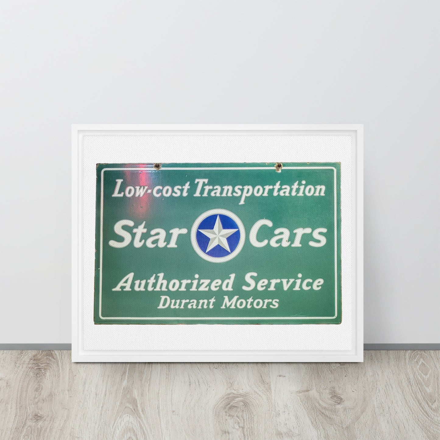 Retro Star Cars Porcelin Style Painted Framed canvas