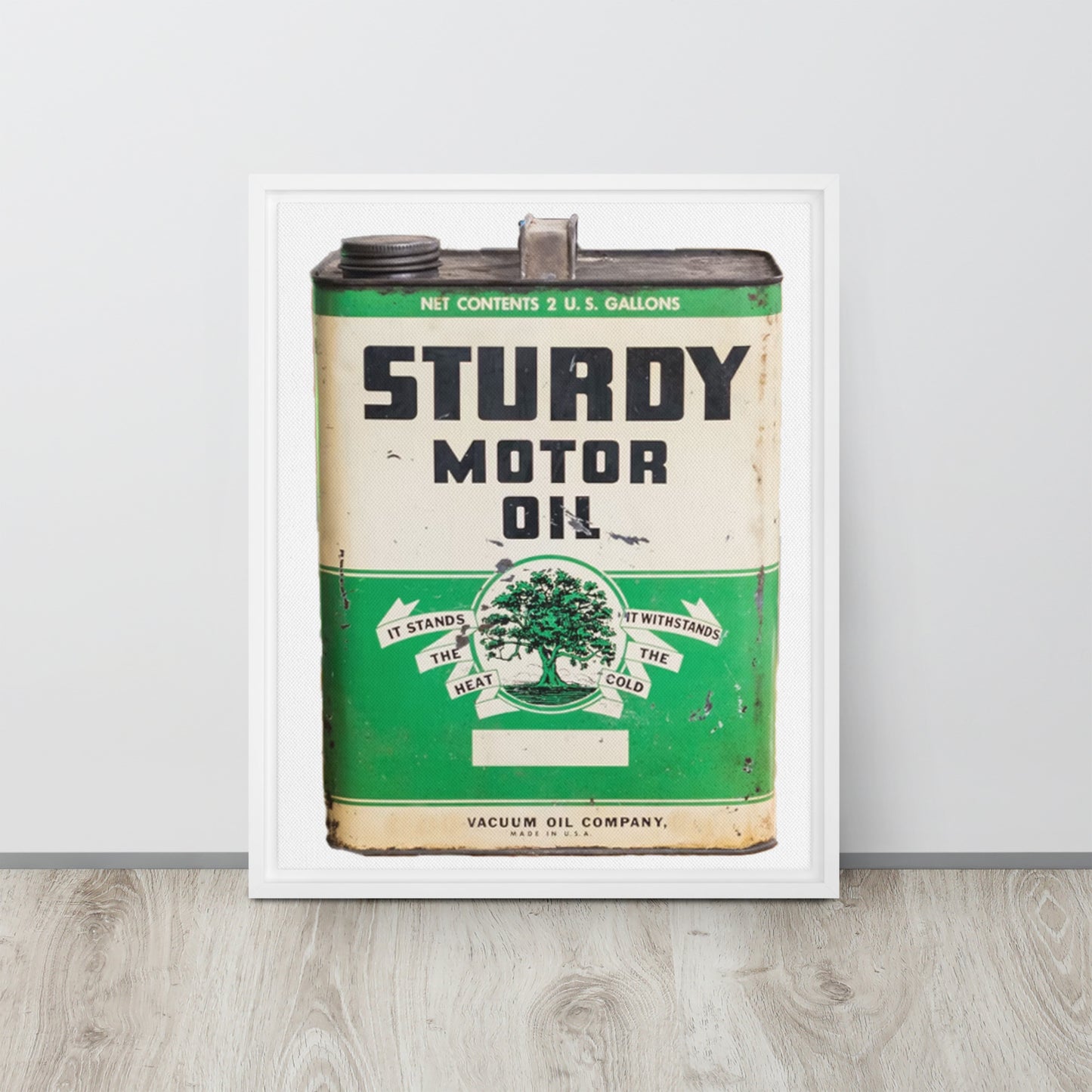 Vintage Sturdy Oil Can Patina Style Framed canvas