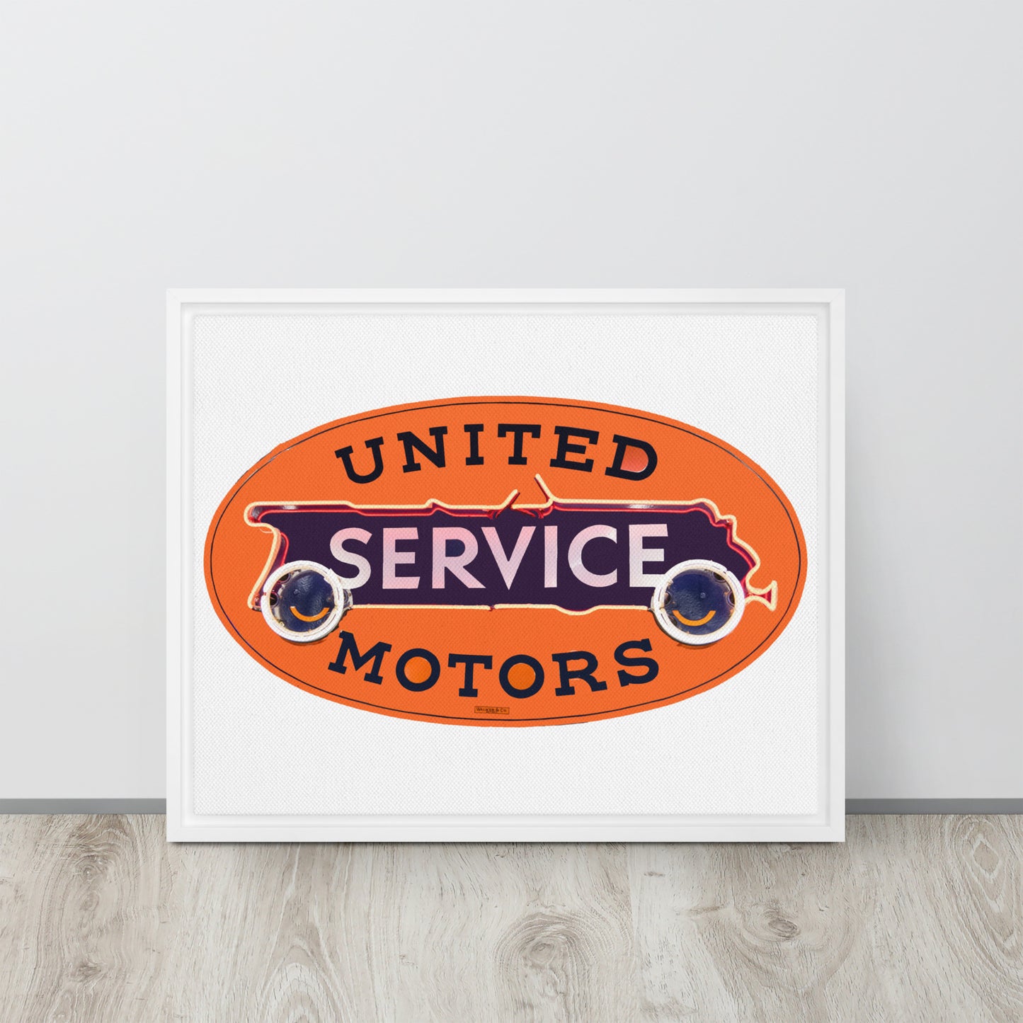 Vintage United Service Motor Neon Style Unlit Framed canvas