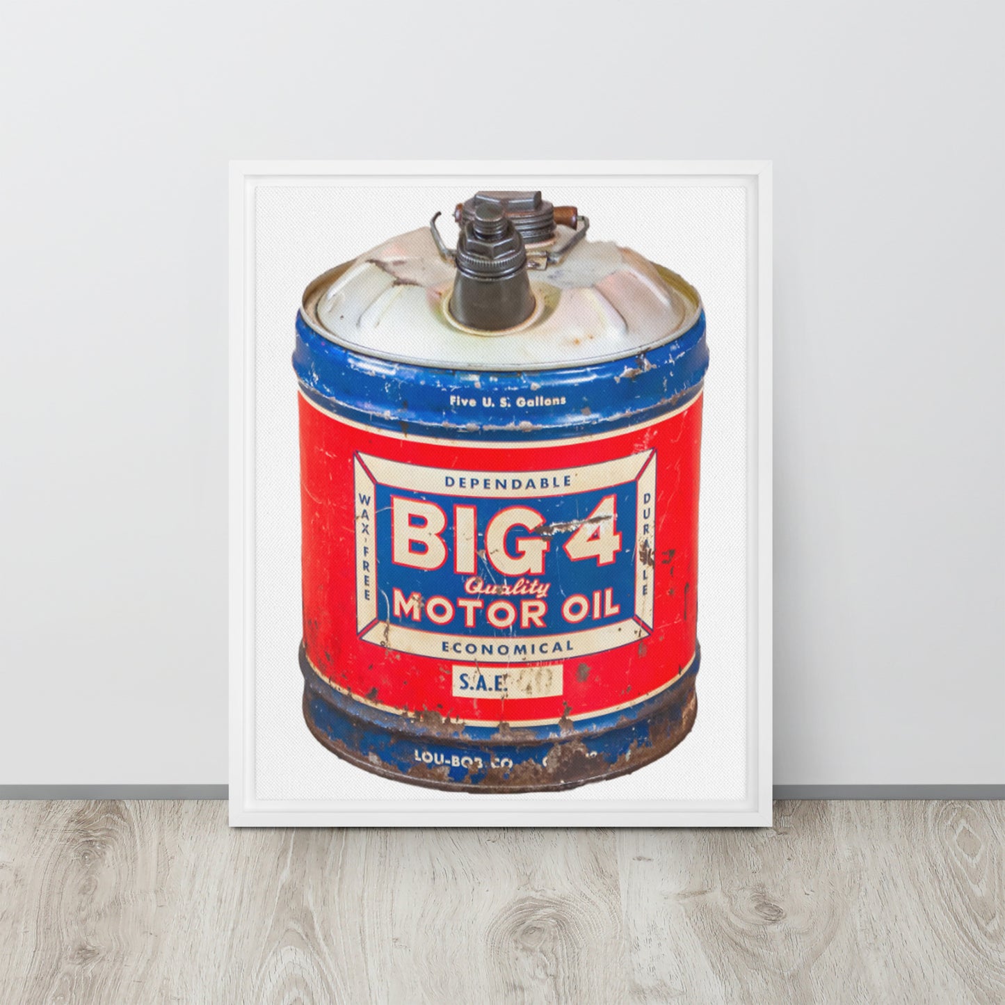 Vintage Motor Oil Steel Gallon Style Framed canvas