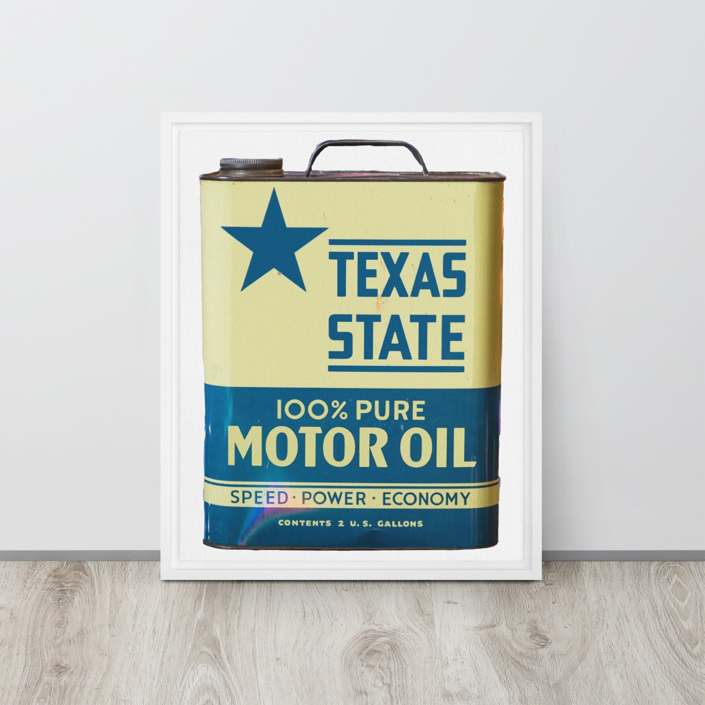 Vintage Texas Motor Oil Can Gallon Design Framed canvas