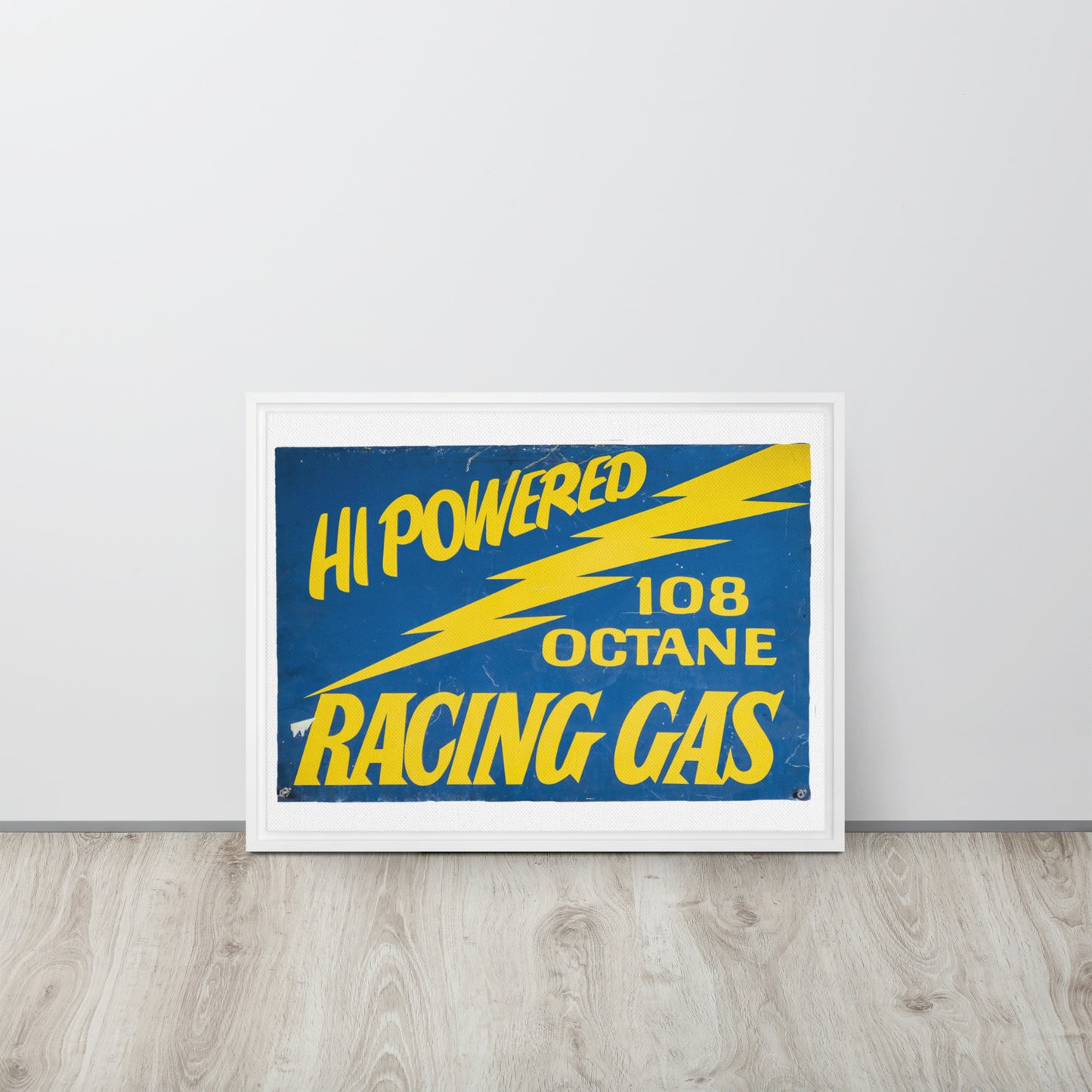 Vintage Racing Gas 108 Octane Porcelain Style Framed canvas