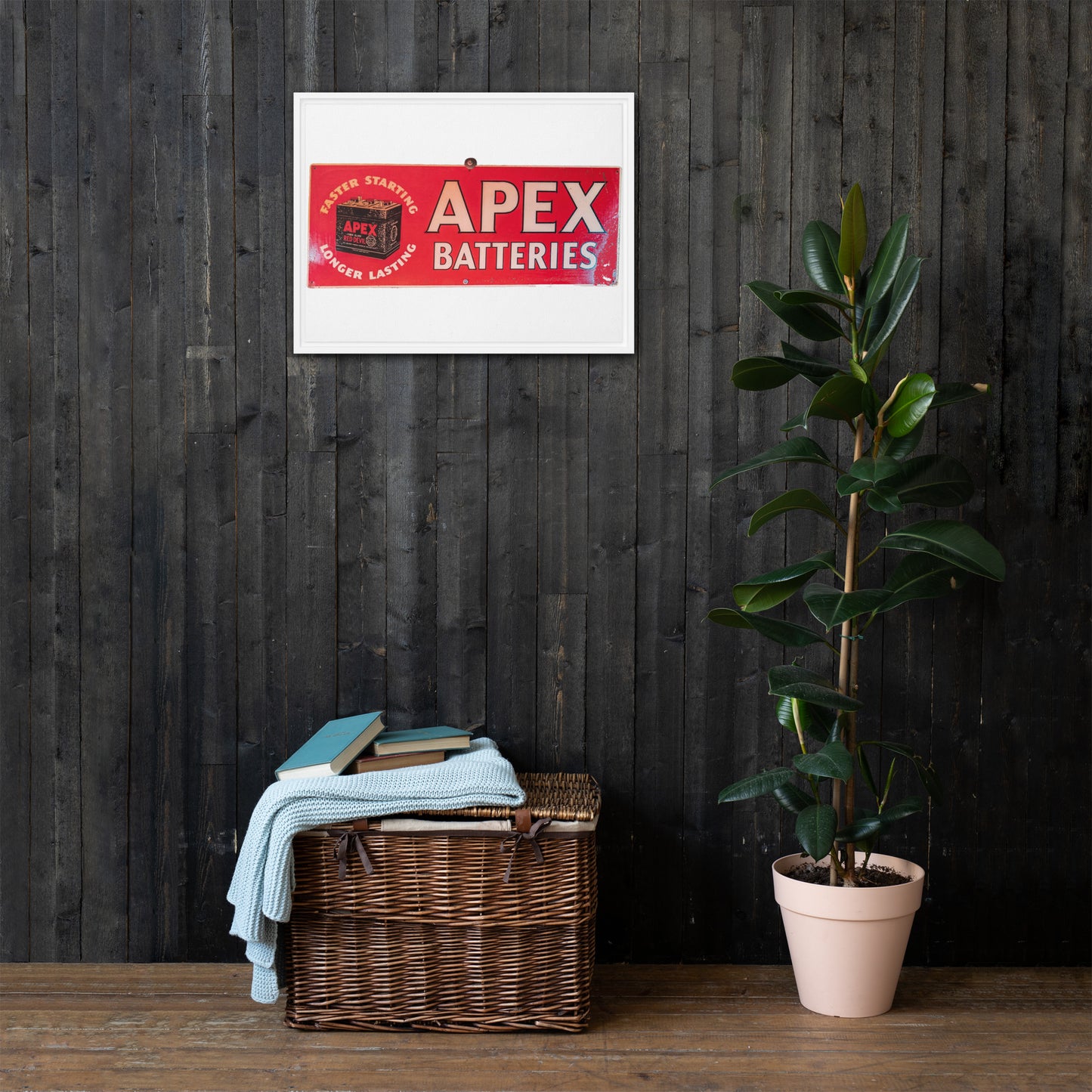 Apex Batteries Retro Tin Style Framed canvas