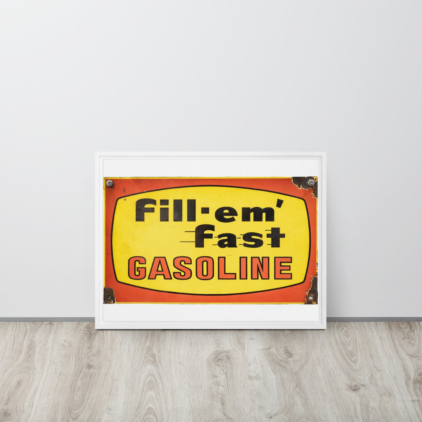 Vintage Gas Sign Patina Style Framed canvas