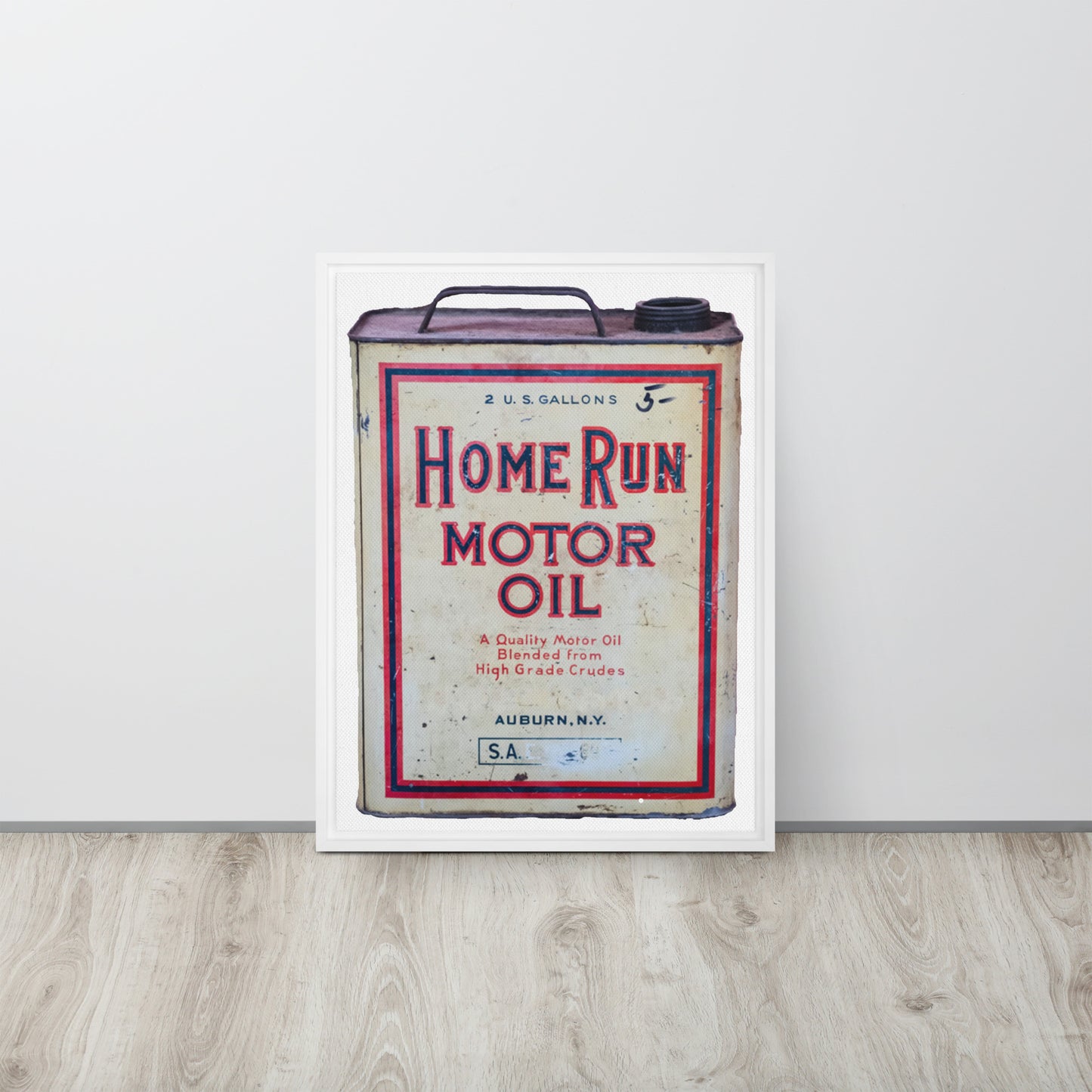 Vintage Home Run Oil Can Framed canvas