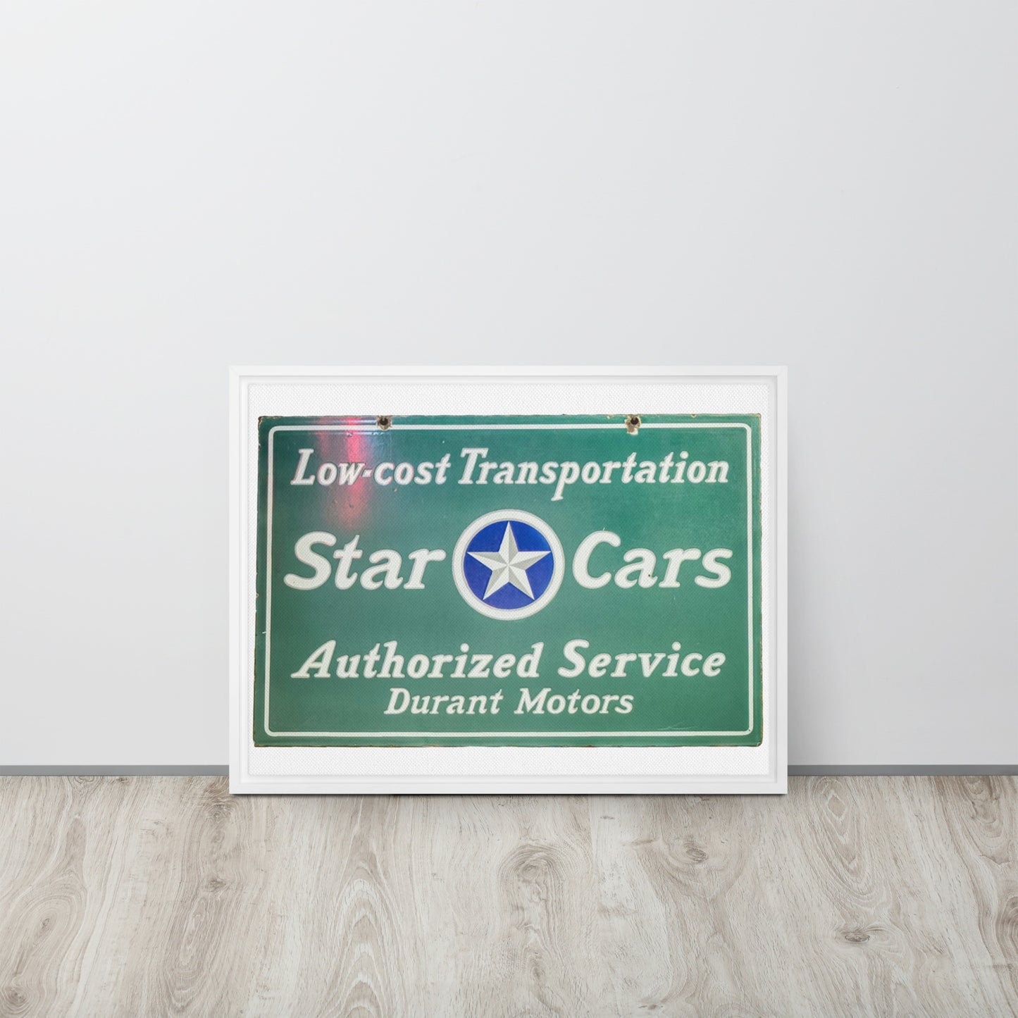 Retro Star Cars Porcelin Style Painted Framed canvas