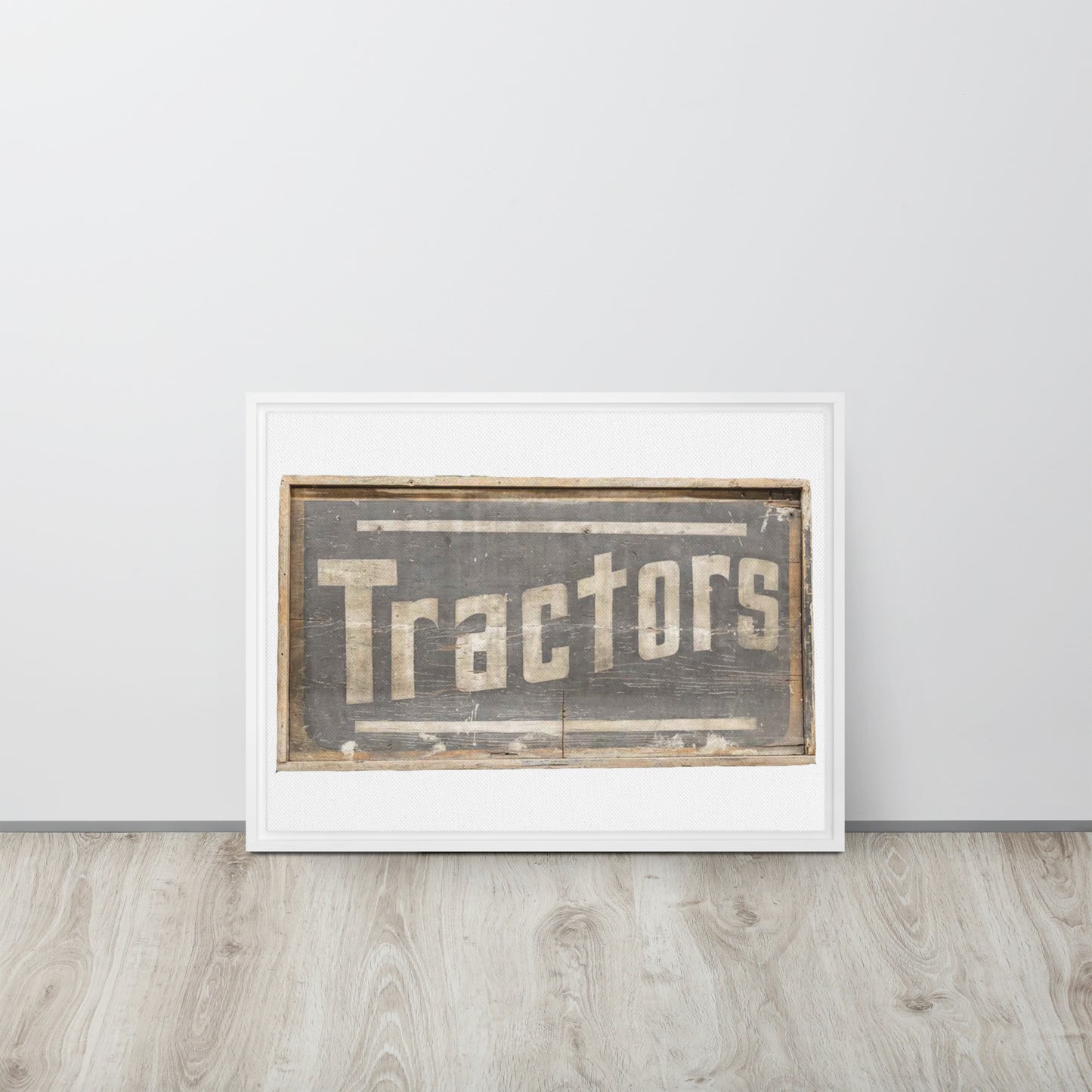 Retro Tractors Sign Wood Style Framed canvas