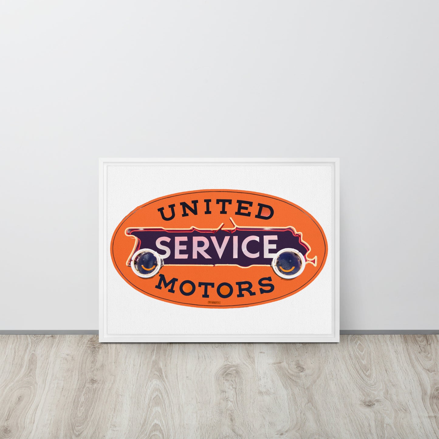 Vintage United Service Motor Neon Style Unlit Framed canvas