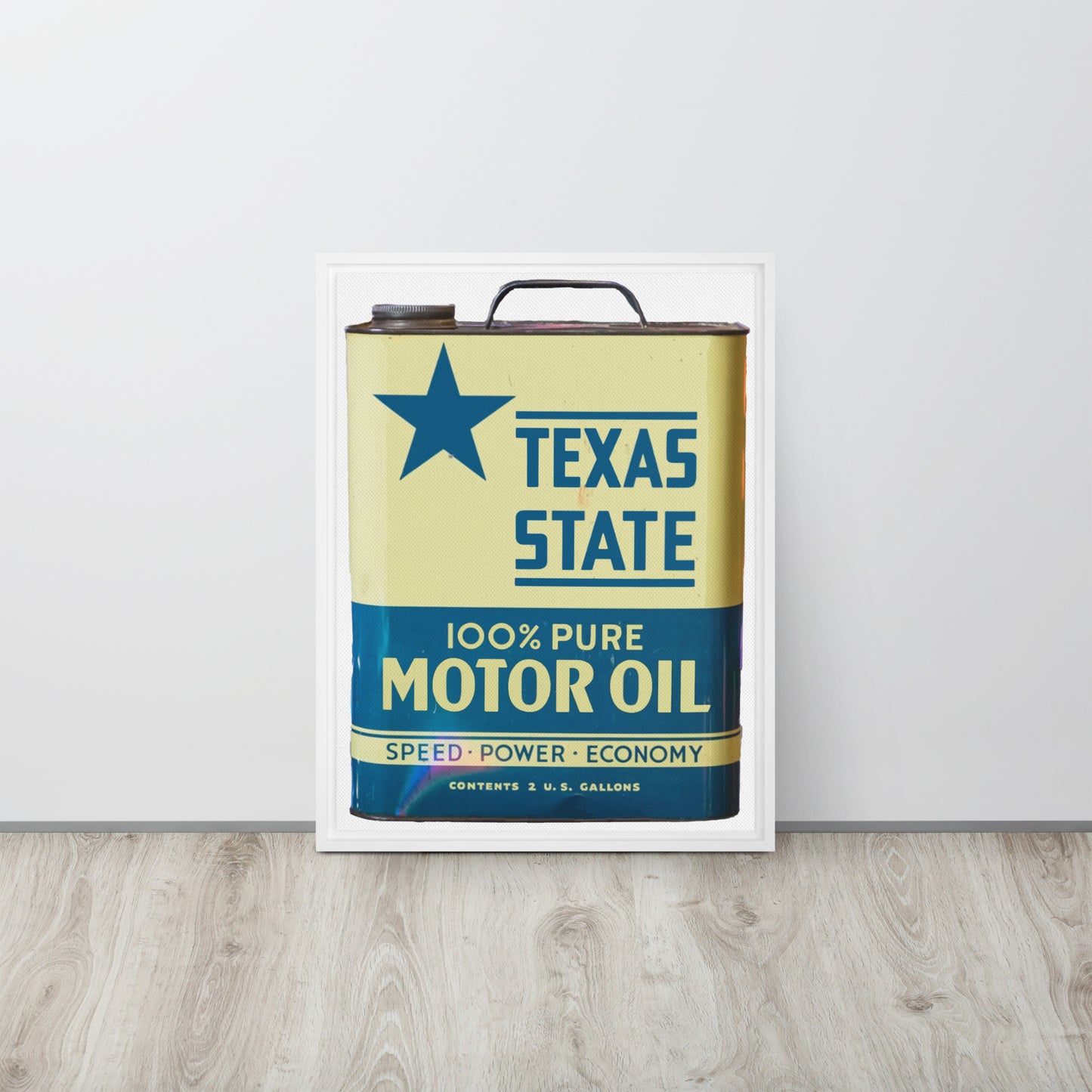 Vintage Texas Motor Oil Can Gallon Design Framed canvas