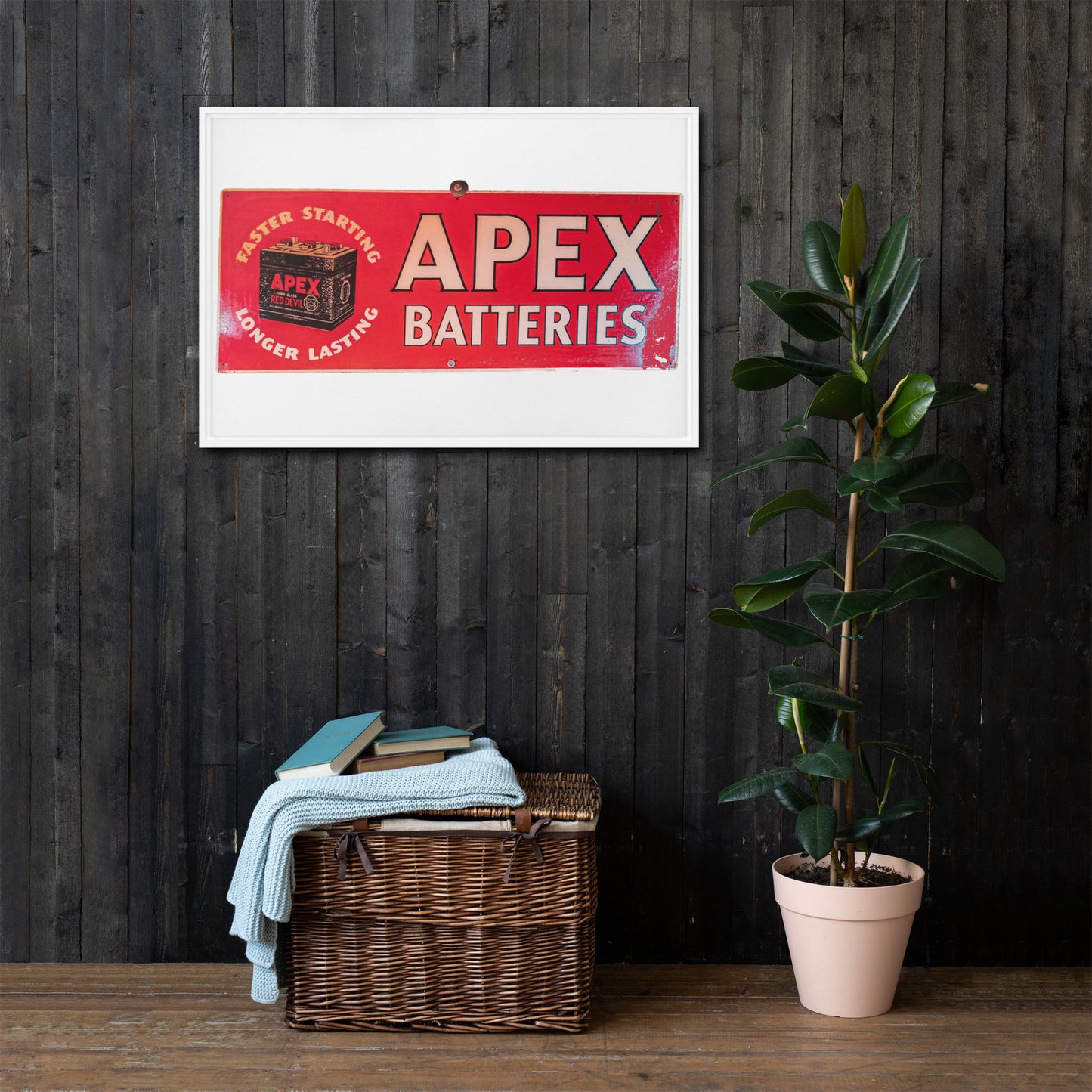 Apex Batteries Retro Tin Style Framed canvas