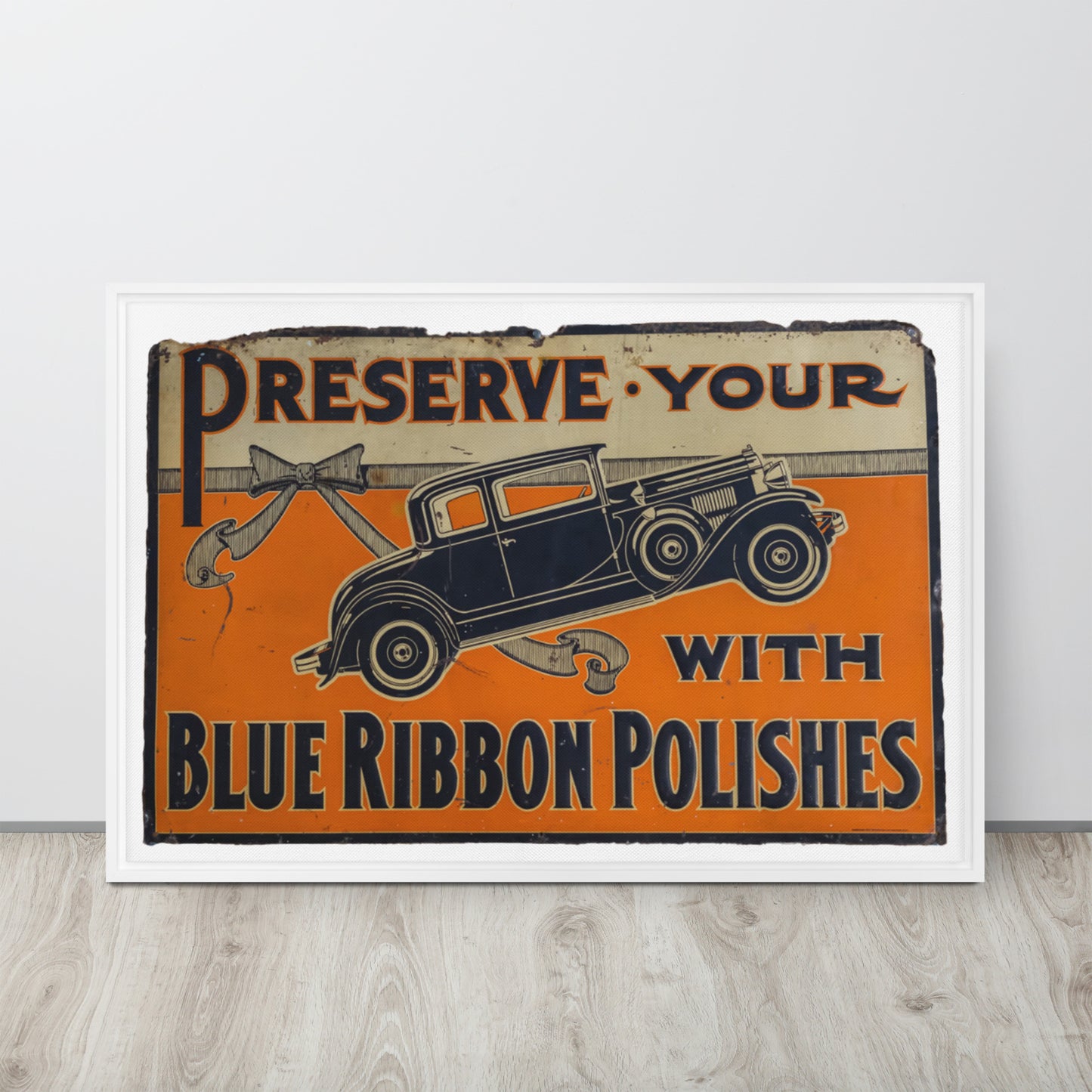 Blue Ribbon Patina Tin Style Framed canvas