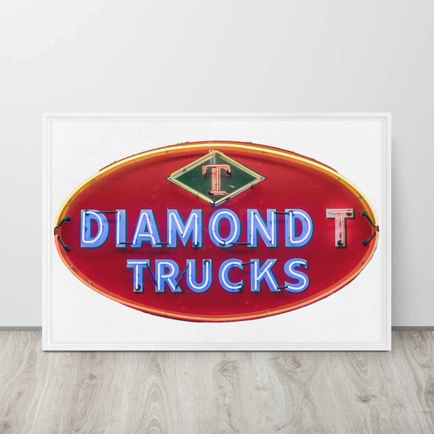 Diamond Trucks Retro Neon Sign Style Framed canvas