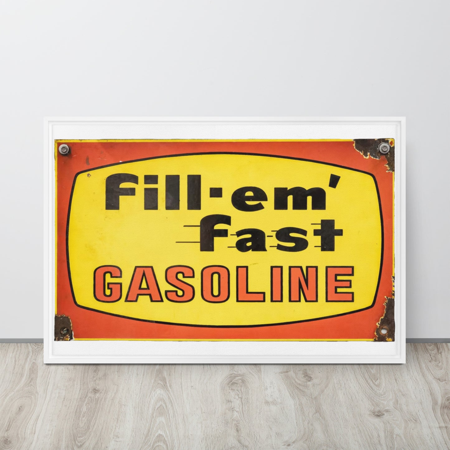 Vintage Gas Sign Patina Style Framed canvas