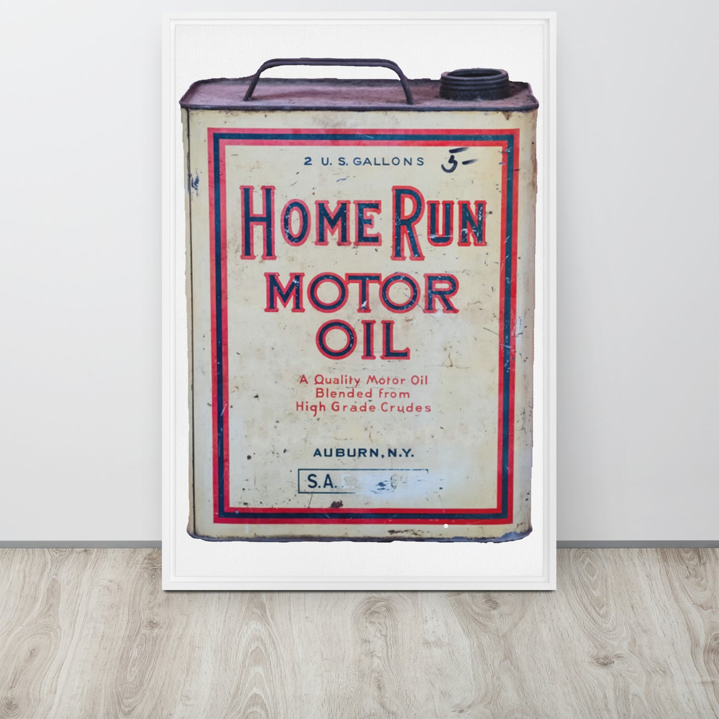 Vintage Home Run Oil Can Framed canvas