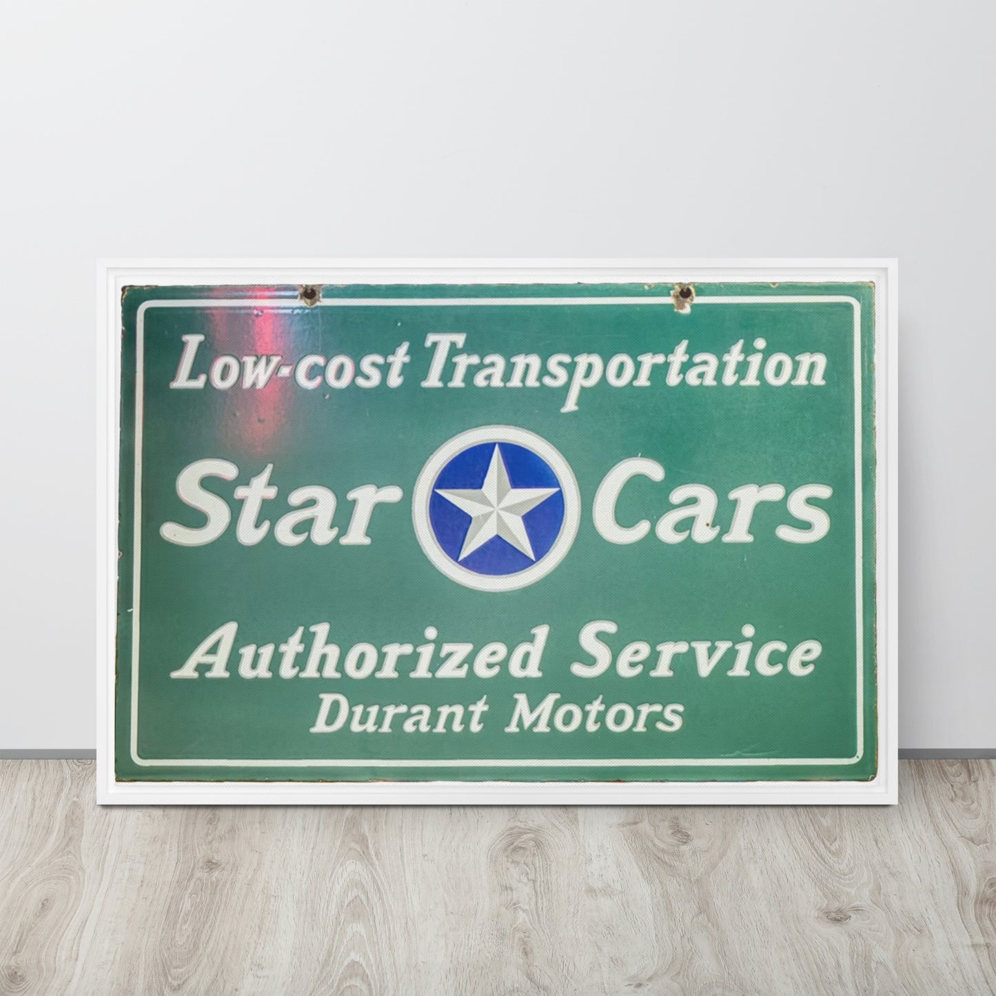 Retro Star Cars Porcelin Style Painted Framed canvas