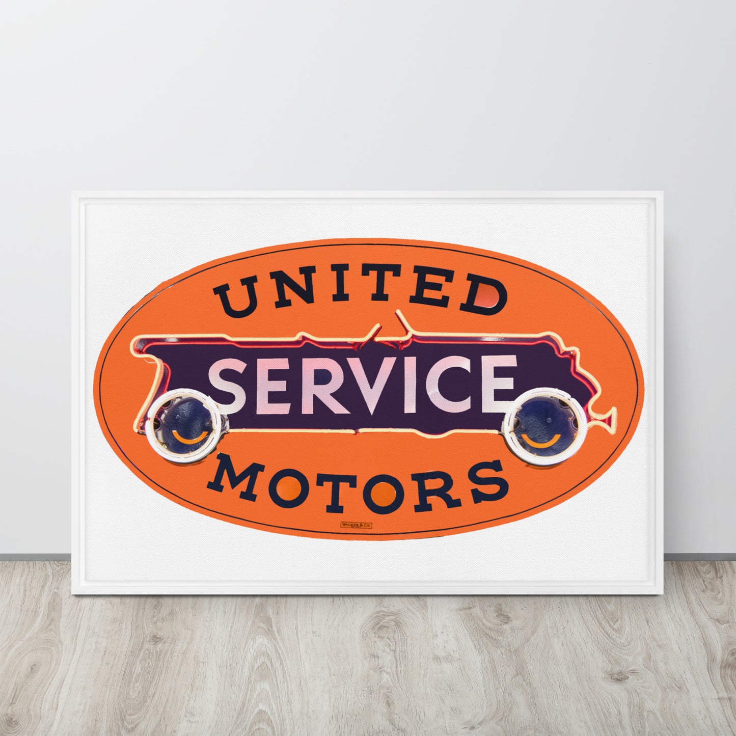 Vintage United Service Motor Neon Style Unlit Framed canvas