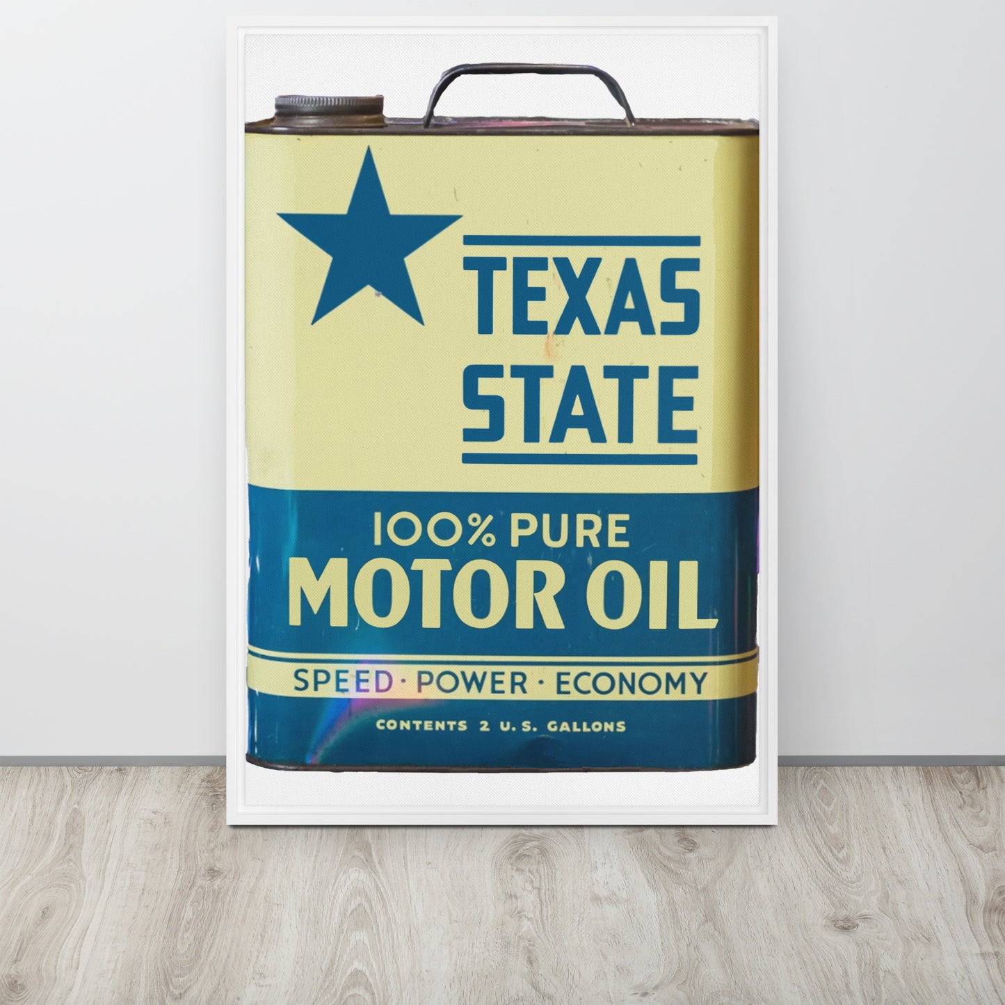 Vintage Texas Motor Oil Can Gallon Design Framed canvas