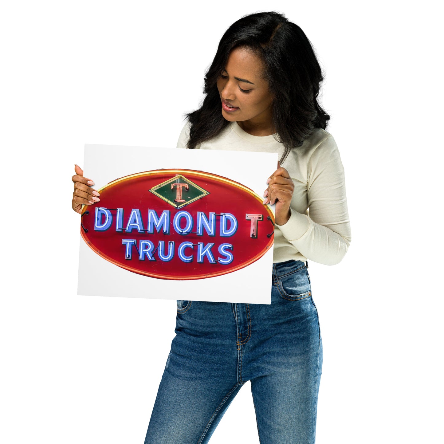 Diamond Trucks Retro Neon Sign Style Metal prints