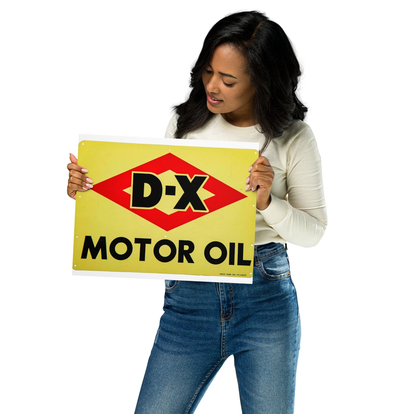 DX Oil Vintage Sign Style Metal prints