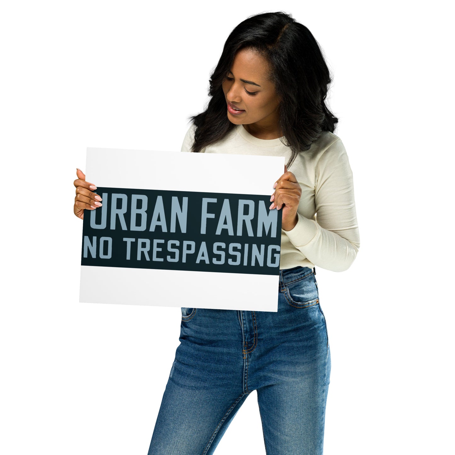 Retro Urban Farm Sign Porcelain Style Metal prints