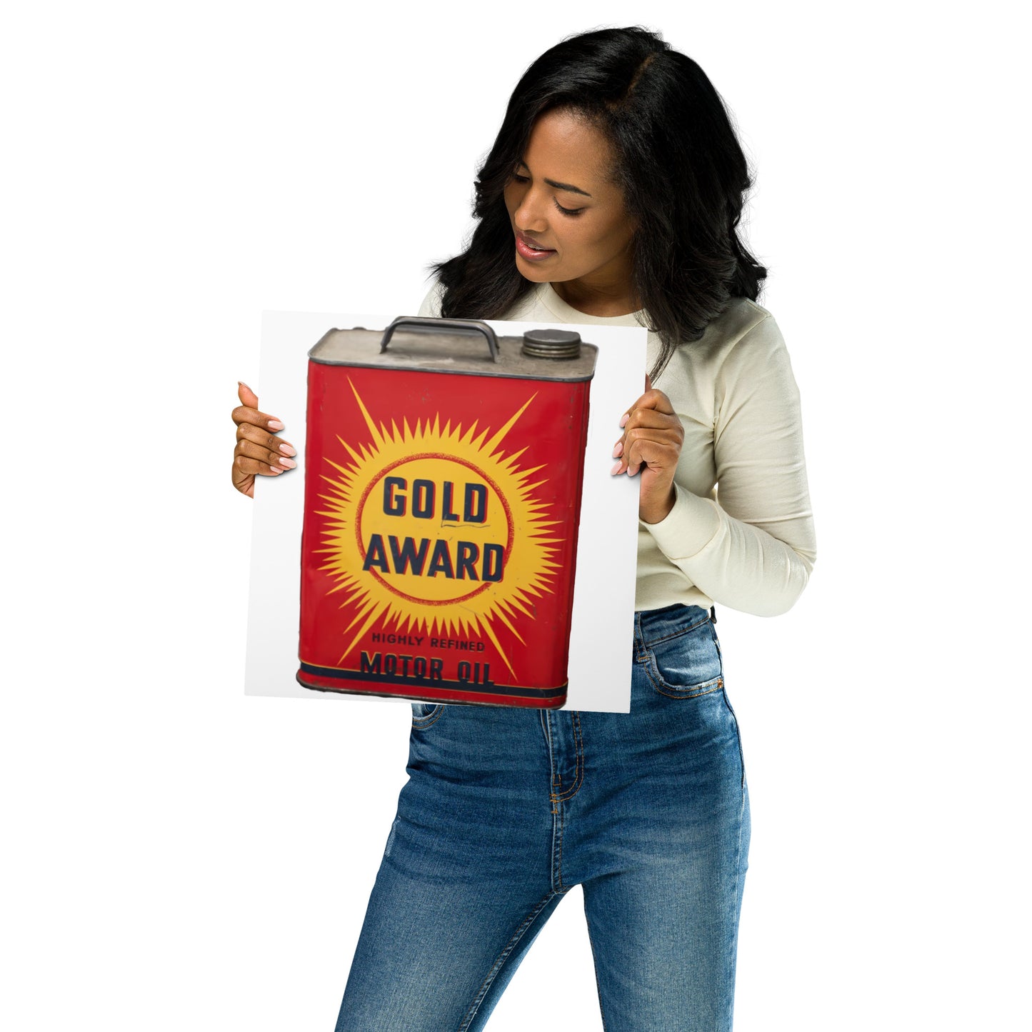 Retro Oil Can Design Metal prints