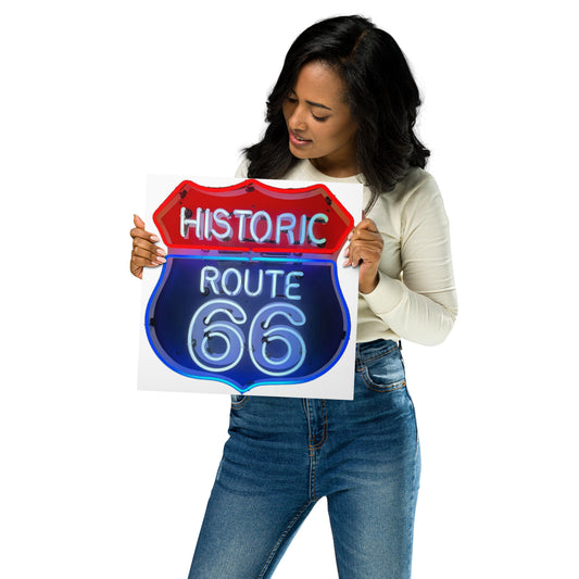 Vintage Route 66 Neon Style Metal prints