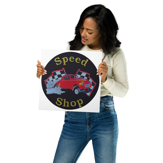 Retro Speed Shop Tin Style Metal prints