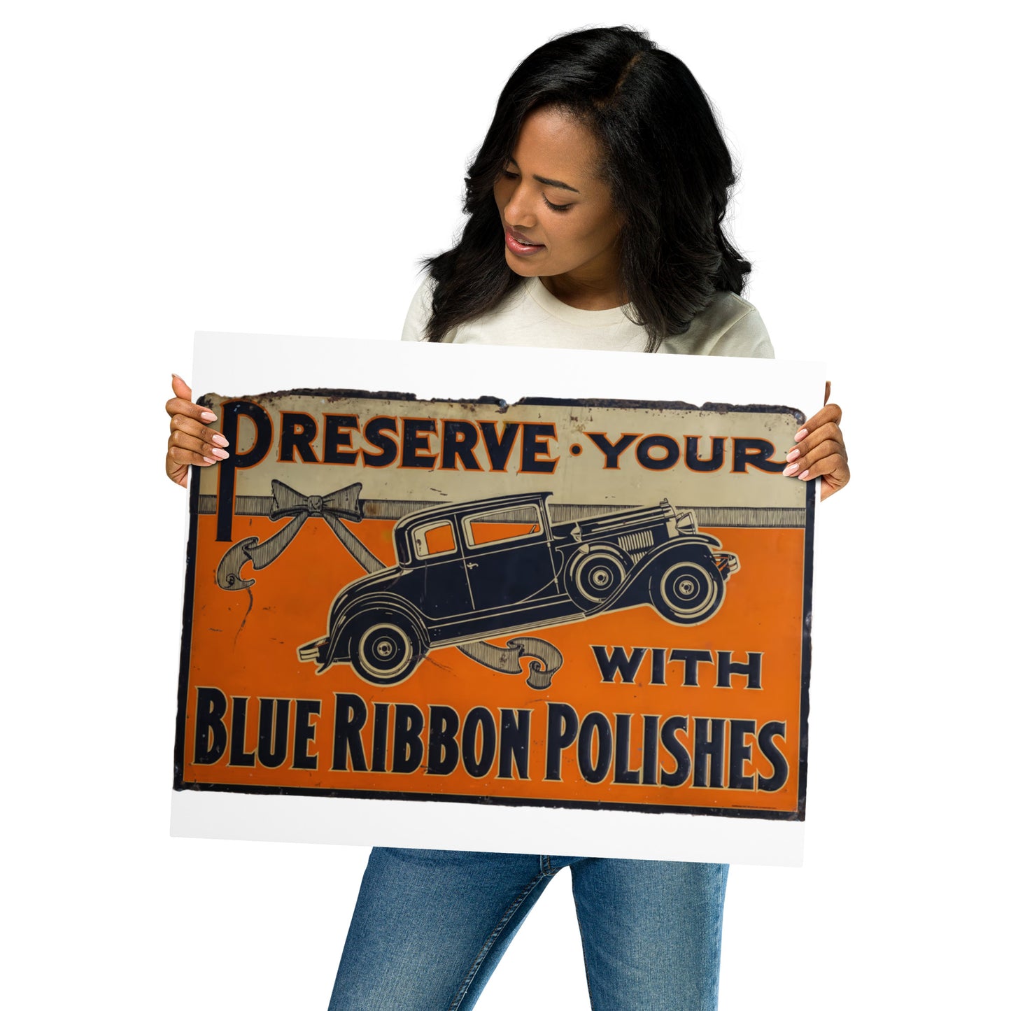 Blue Ribbon Patina Tin Style Metal prints