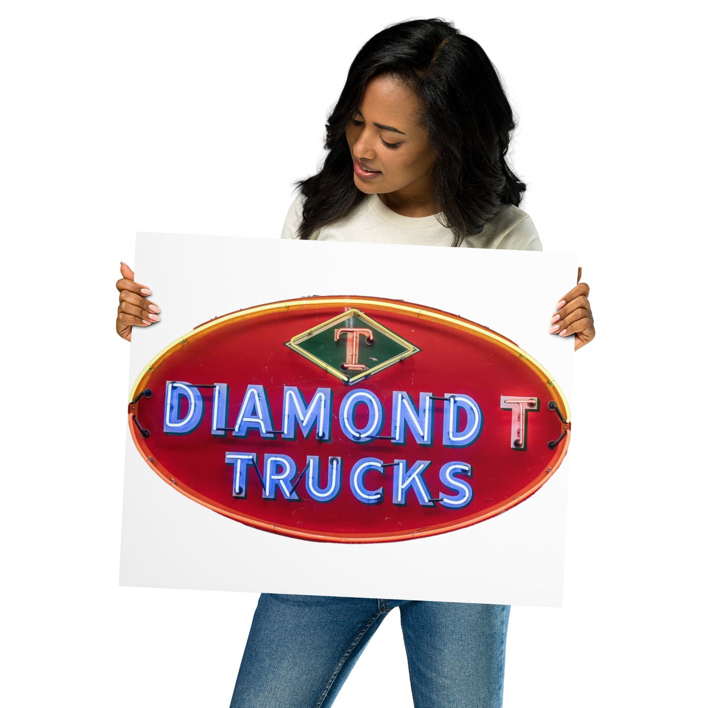 Diamond Trucks Retro Neon Sign Style Metal prints