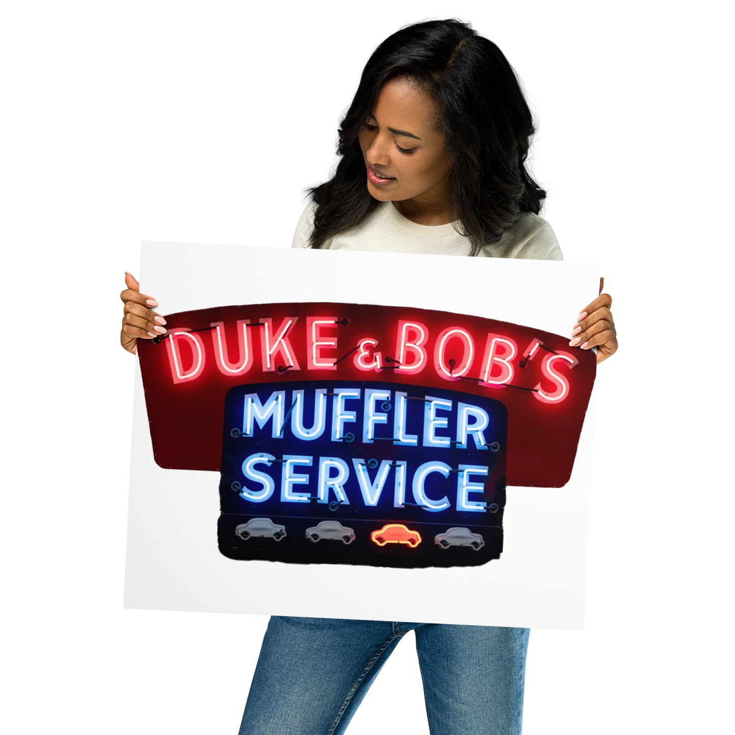 Duke + Bob Retro Neon Style Metal prints