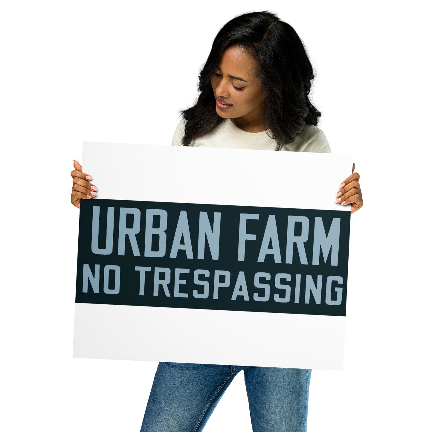 Retro Urban Farm Sign Porcelain Style Metal prints