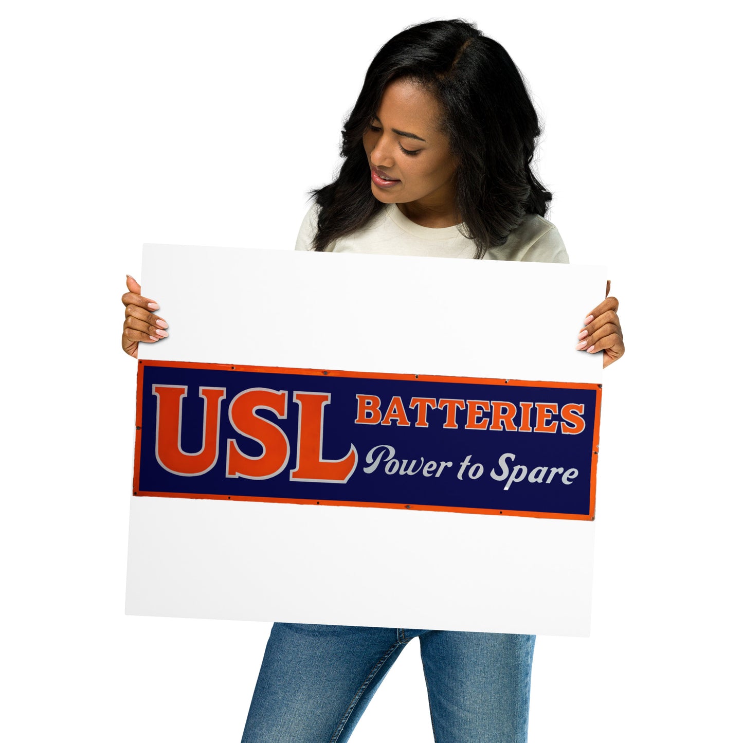 Retro USL Battery Tin Style Metal prints