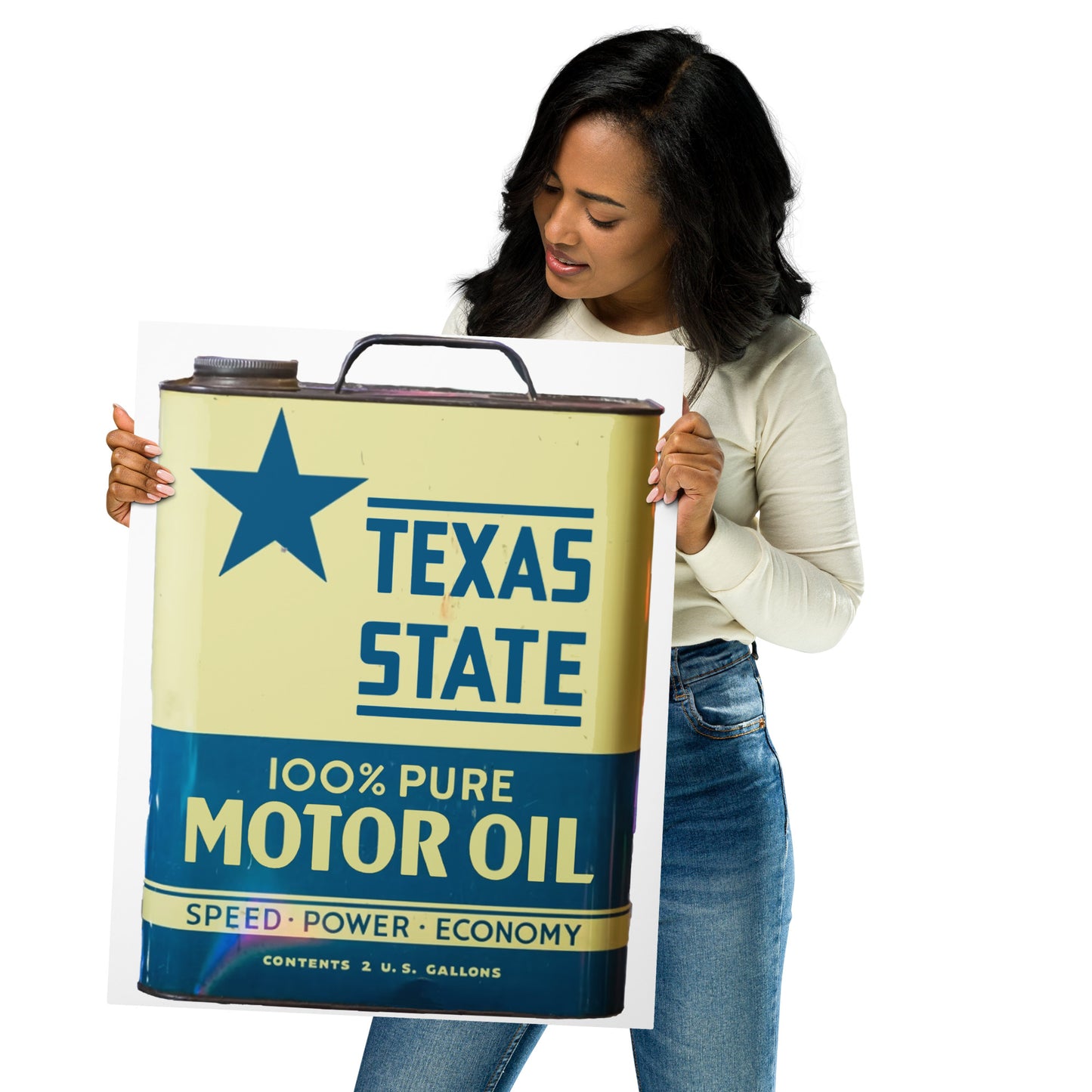 Vintage Texas Motor Oil Can Gallon Design Metal prints