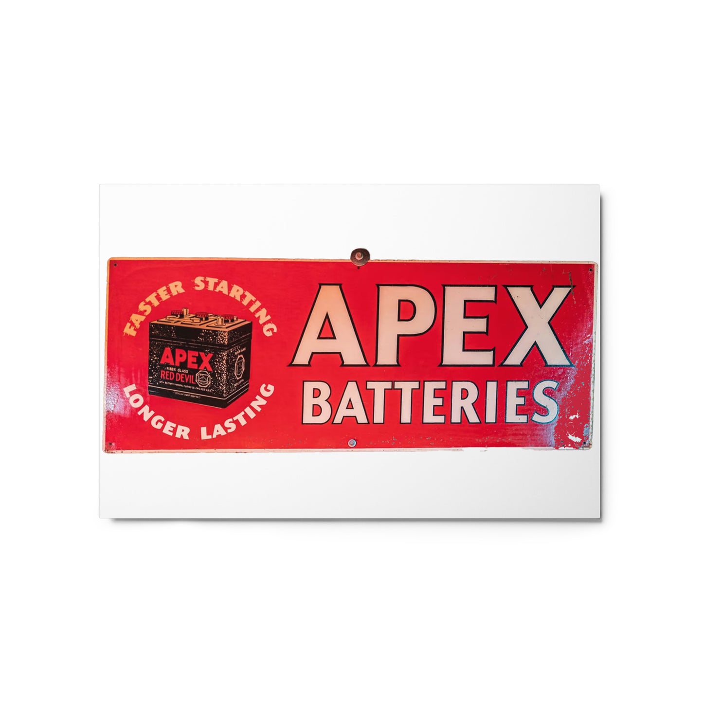 Apex Batteries Retro Tin Style Metal prints