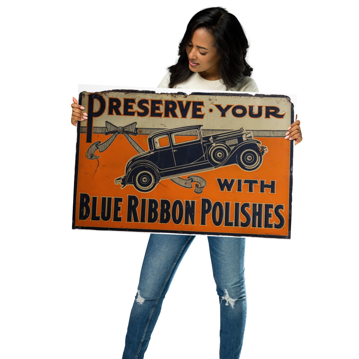 Blue Ribbon Patina Tin Style Metal prints