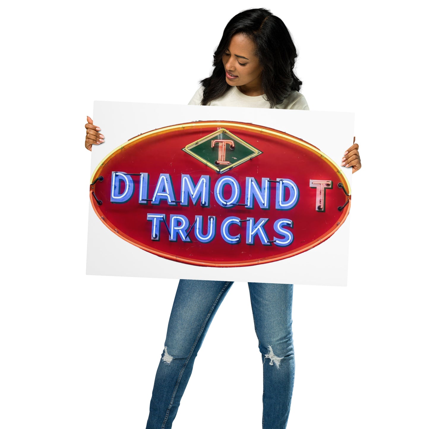 Diamond Trucks Retro Neon Sign Style Metal prints