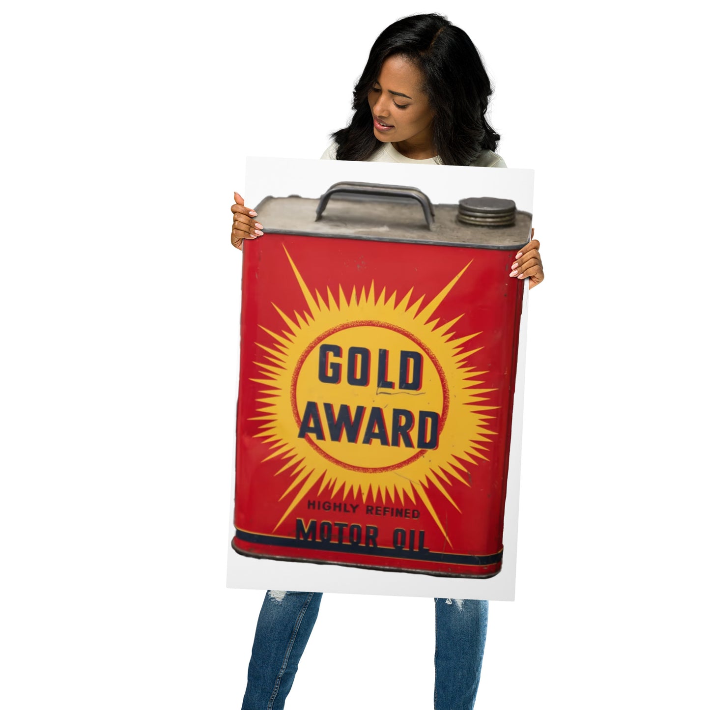 Retro Oil Can Design Metal prints