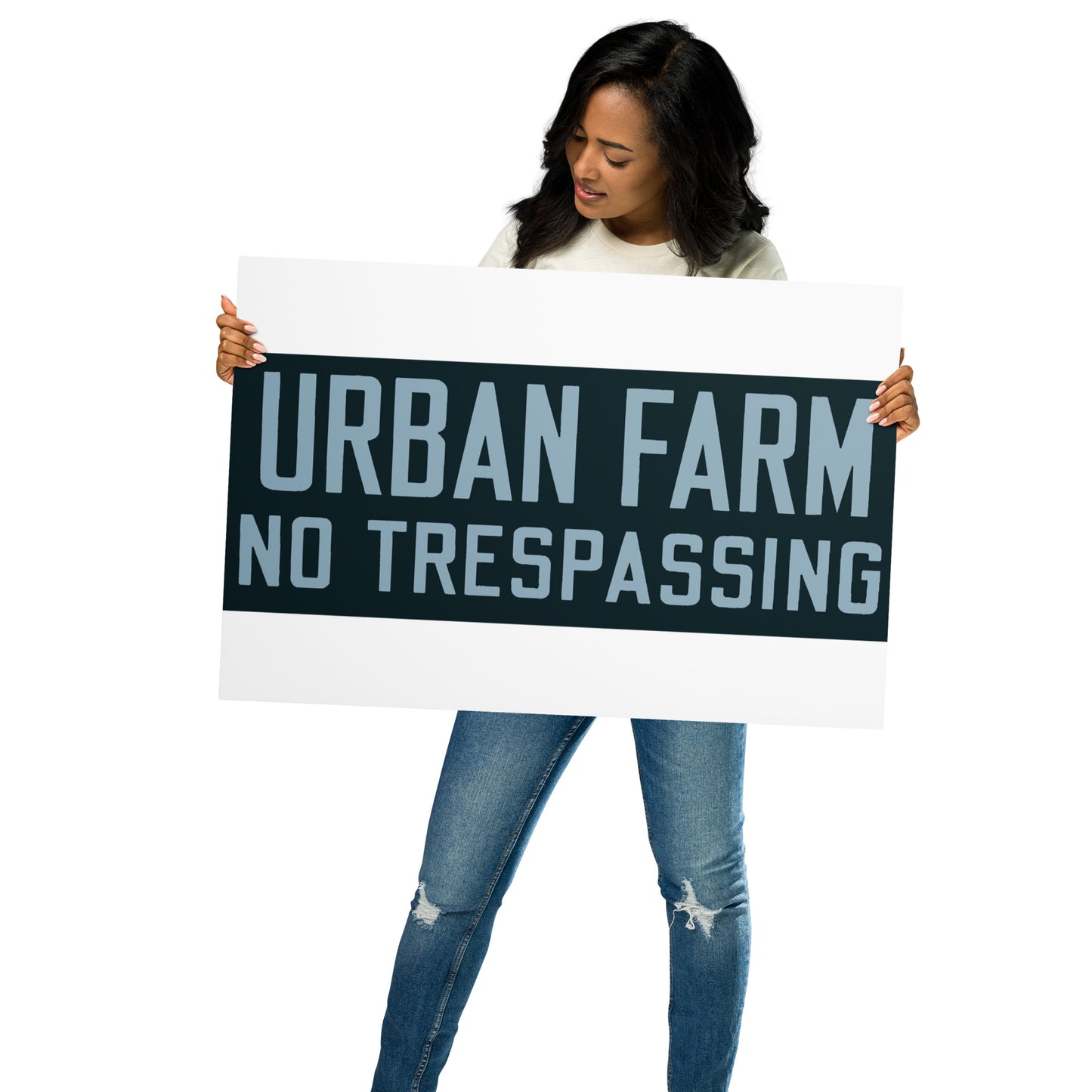 Retro Urban Farm Sign Porcelain Style Metal prints