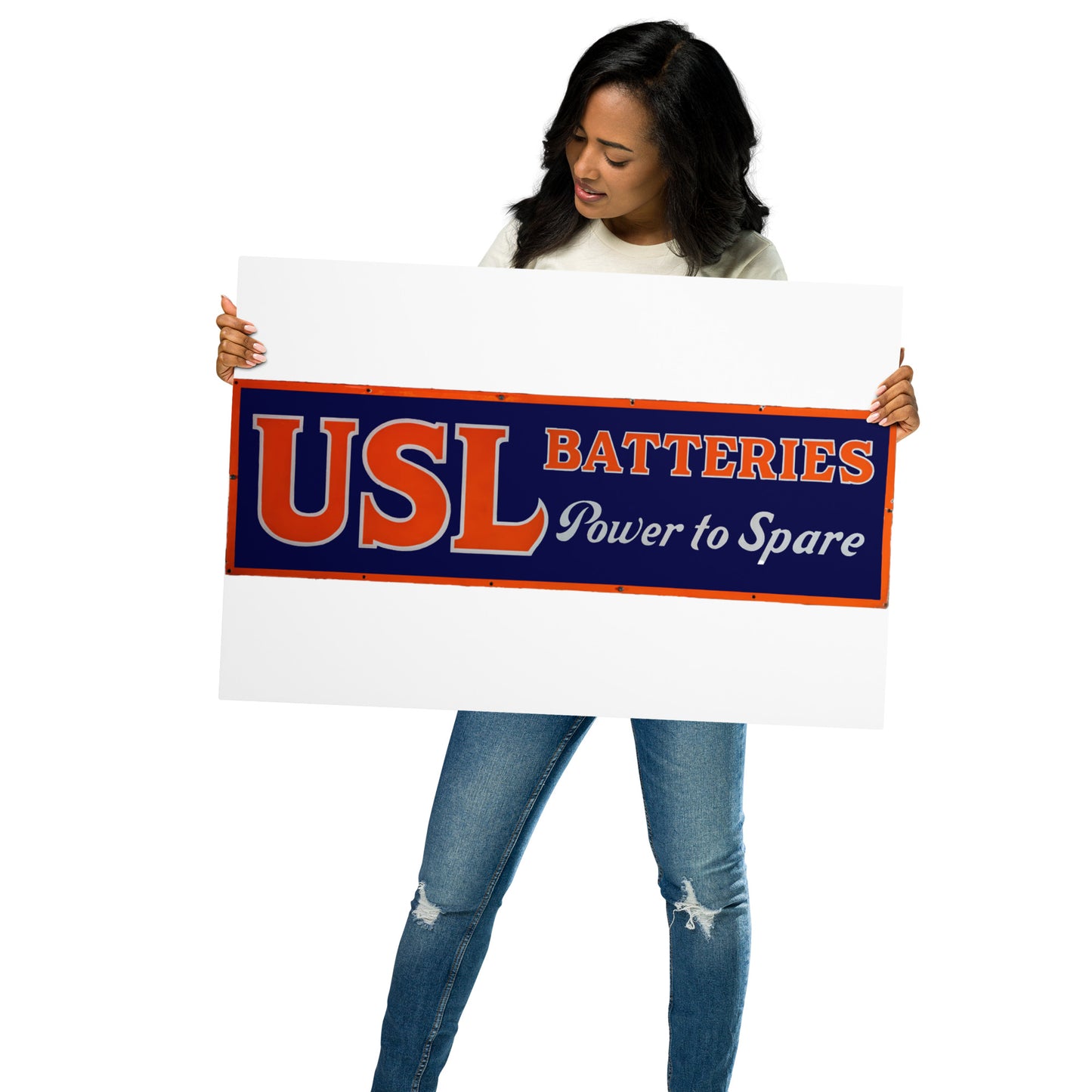 Retro USL Battery Tin Style Metal prints