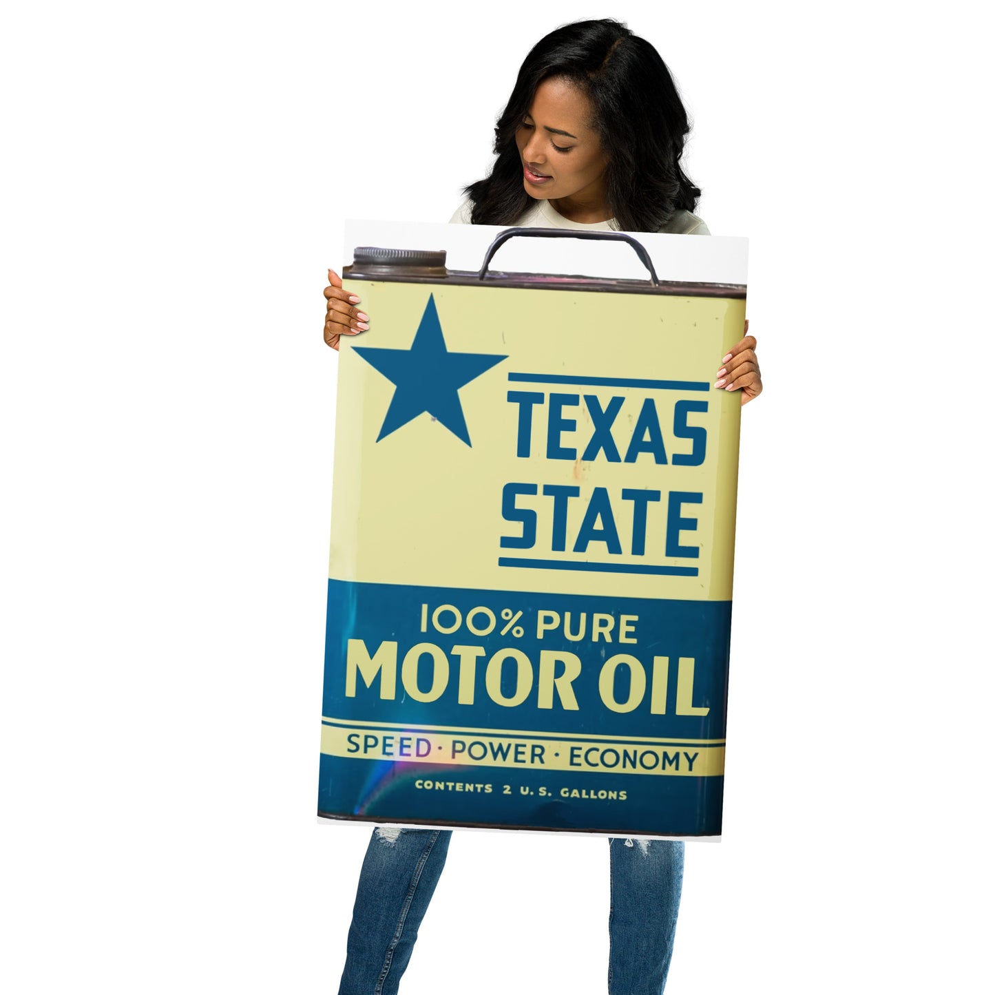 Vintage Texas Motor Oil Can Gallon Design Metal prints