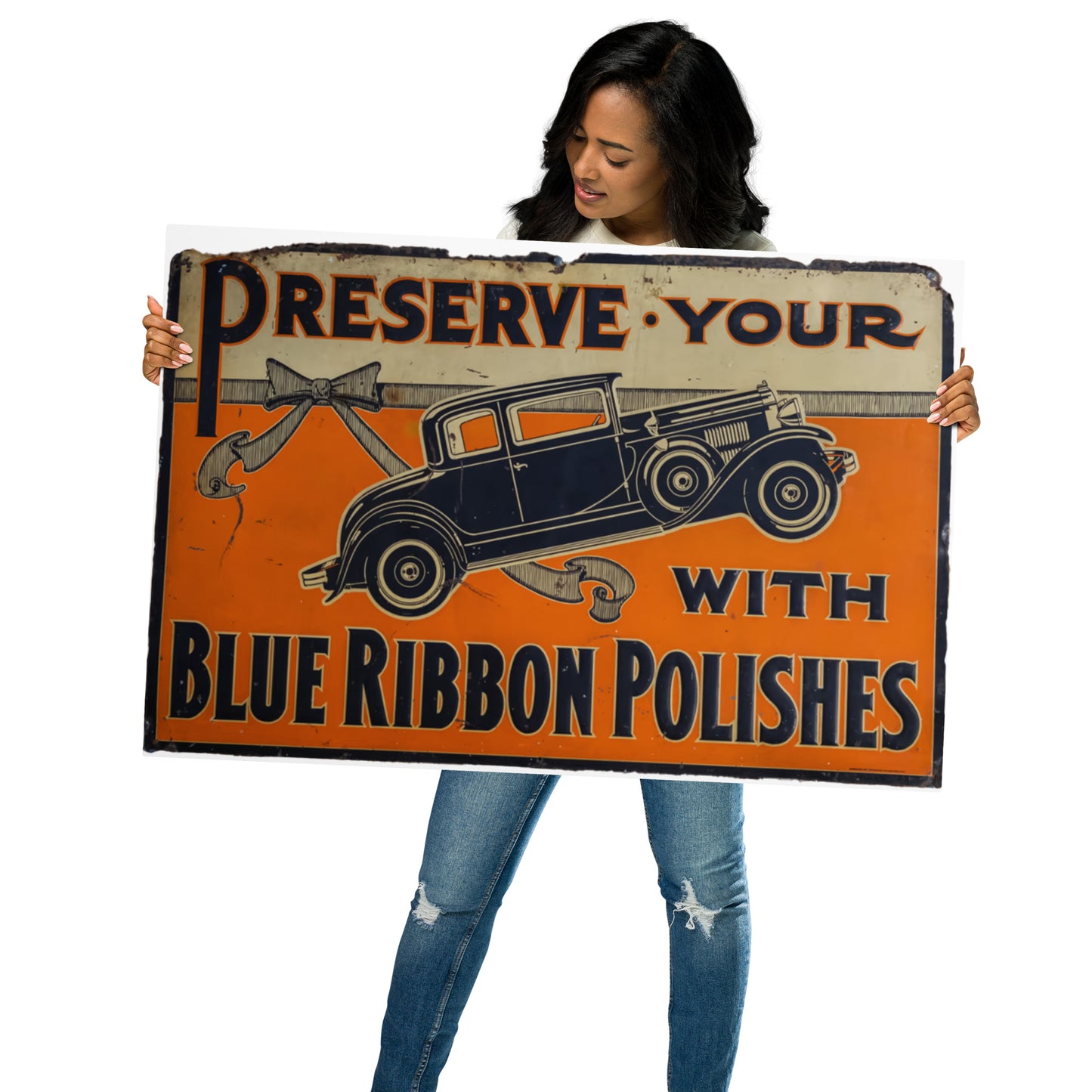 Blue Ribbon Patina Tin Style Metal prints