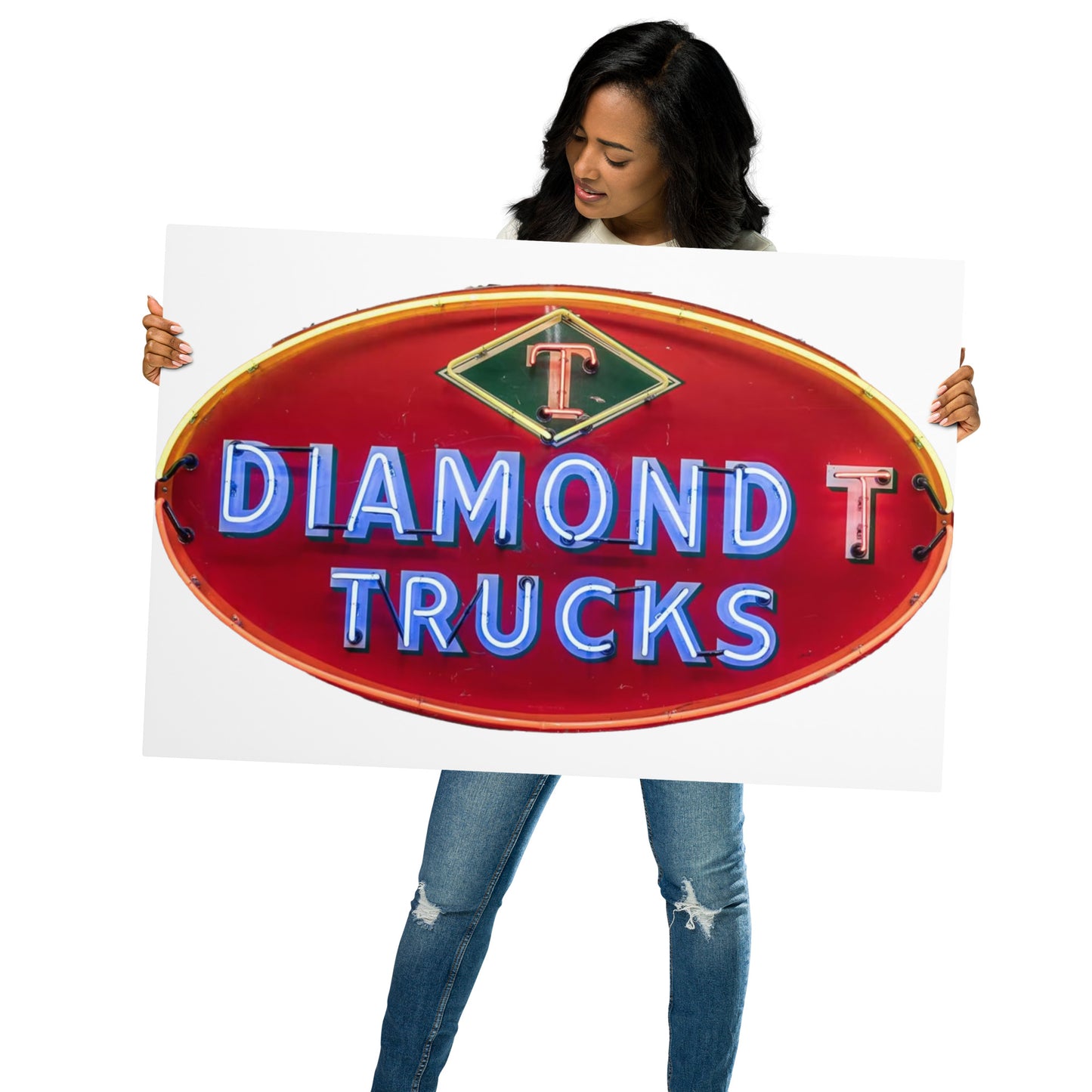 Diamond Trucks Retro Neon Sign Style Metal prints