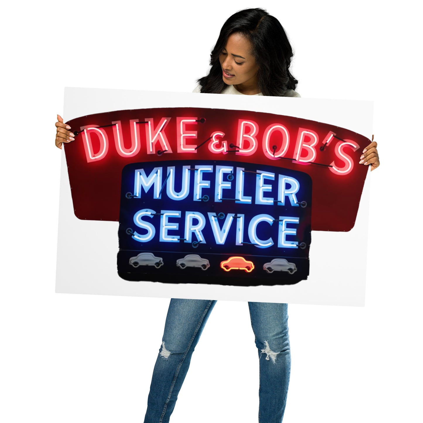 Duke + Bob Retro Neon Style Metal prints