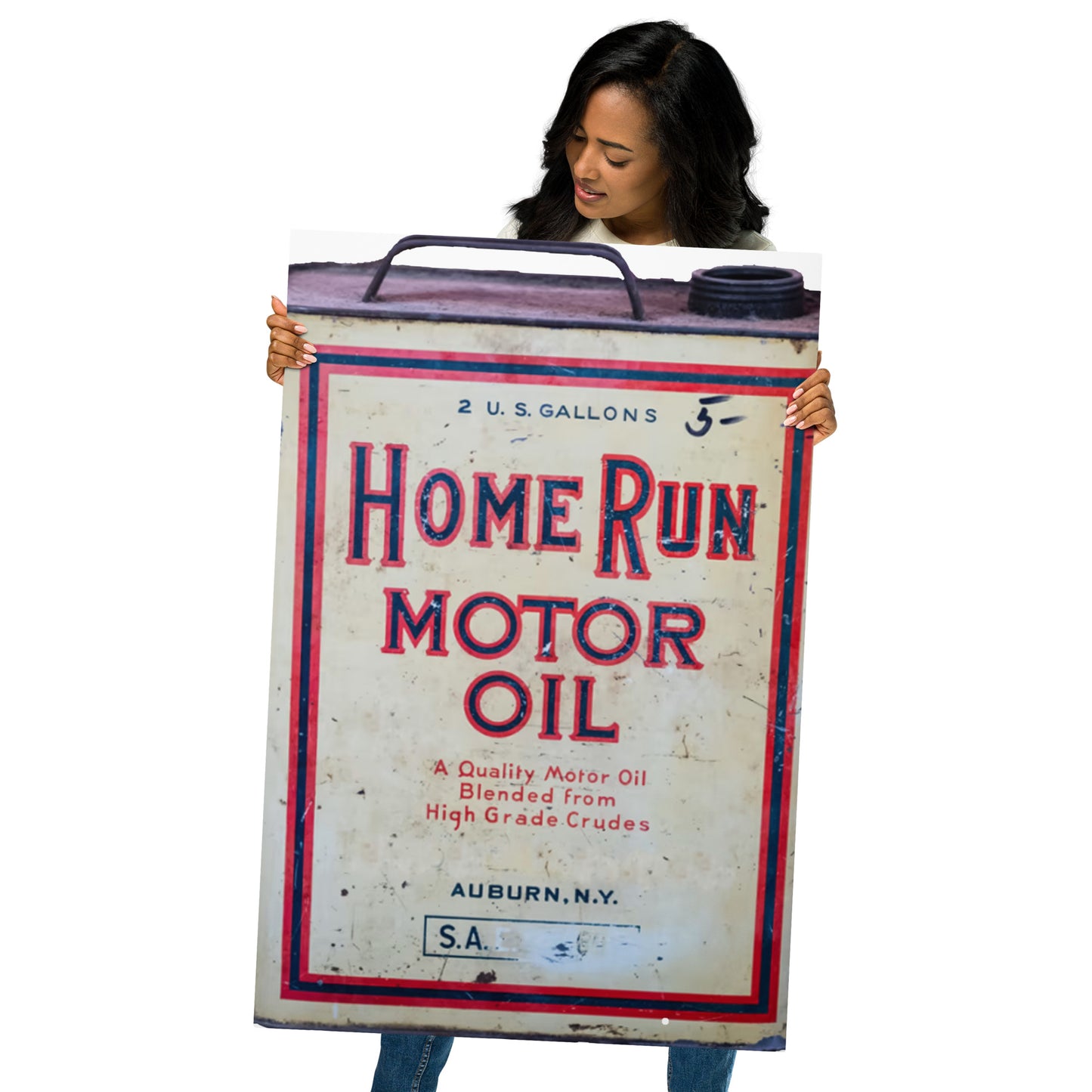 Vintage Home Run Oil Can Metal prints