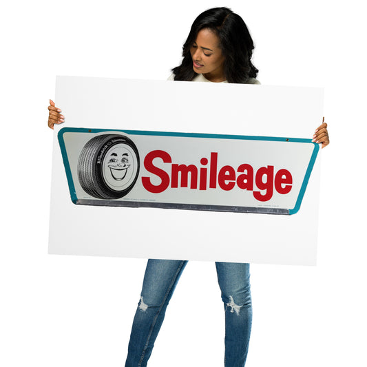 Retro Smileage Tire Sign Metal prints