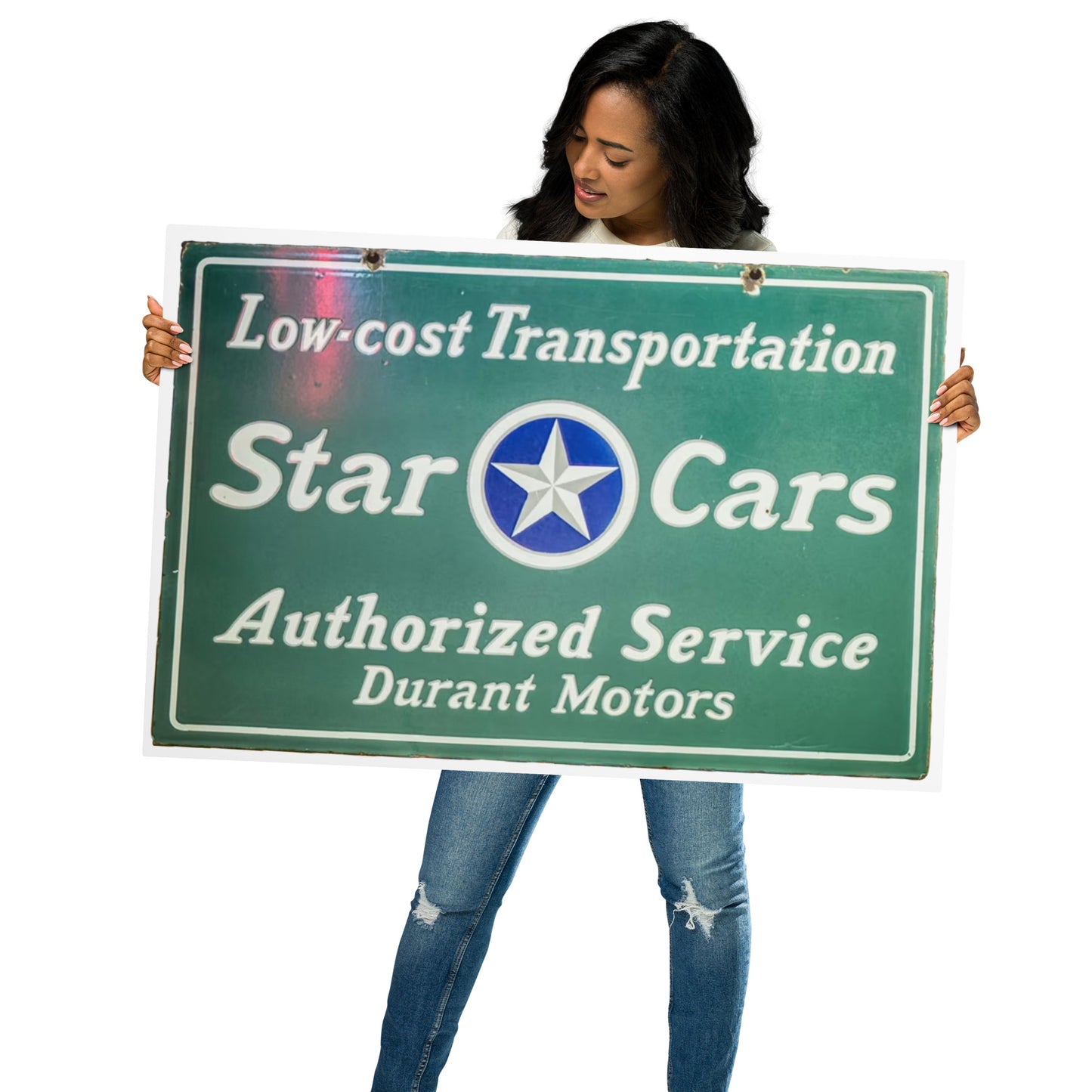 Retro Star Cars Porcelin Style Painted Metal prints